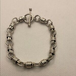 Sterling Silver 925 Vintage Sterling Silver Link Chain Toggle Clasp 8”